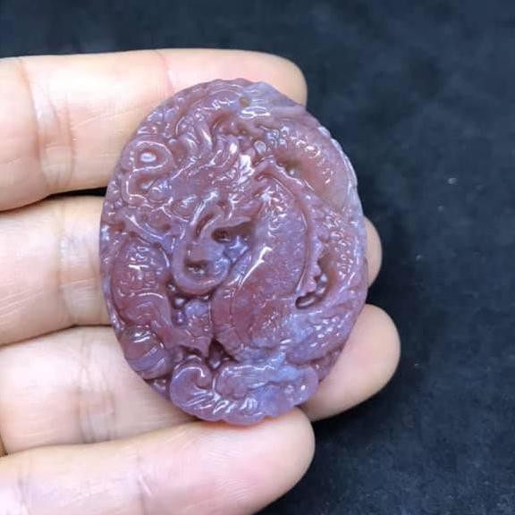 NGỌC BỘI ĐEO CỔ HÌNH RỒNG ĐÁ CANXEDON- TẶNG KÈM DÂY ĐEO-A2