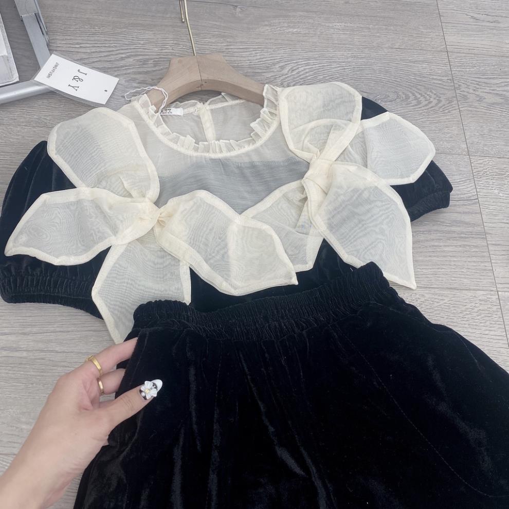 [ 𝐅𝐑𝐄𝐄 𝐒𝐇𝐈𝐏 ] BỘ NHUNG NỮ PHỐI TƠ MIX QUẦN ĐUI NỮ SANG CHẢNH