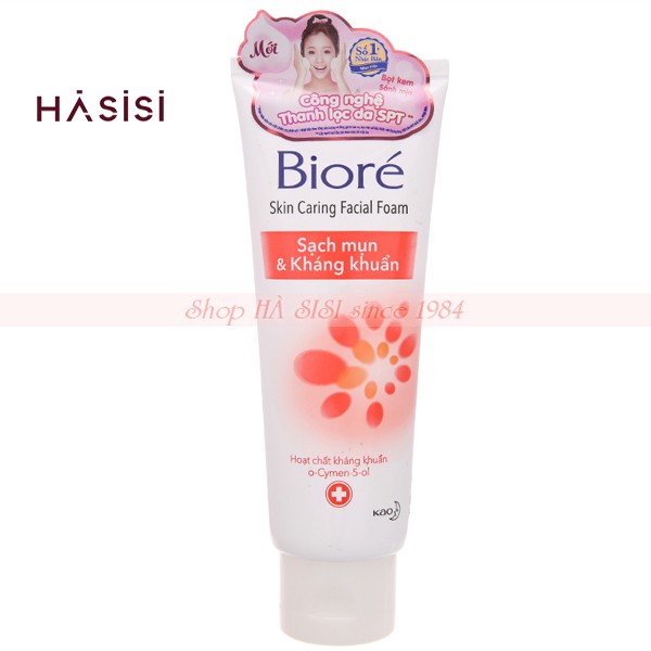 Sữa Rửa Mặt Sạch Mụn Kháng Khuẩn BIORE CARING FACIAL FOAM