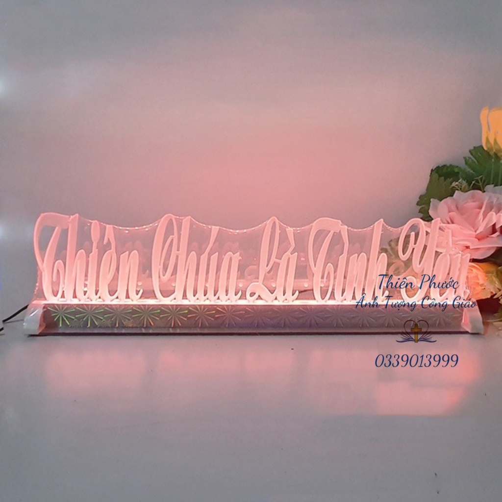 Chữ MiCa Công Giáo - Chữ Điện MiCa Thiên Chúa Là Tình Yêu Đèn Led 7 Màu