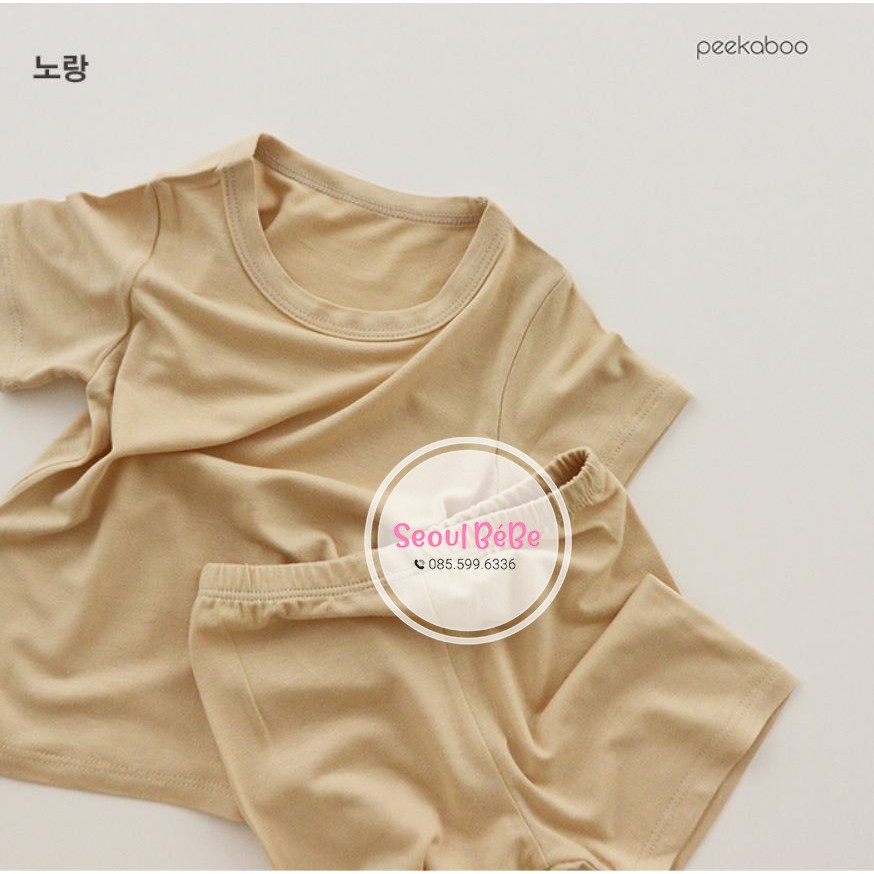 Bộ quần áo cộc tay vải sợi tre Bamboo Peekaboo màu pastel đủ size cho bé từ 8-20kg cho bé made in Korea