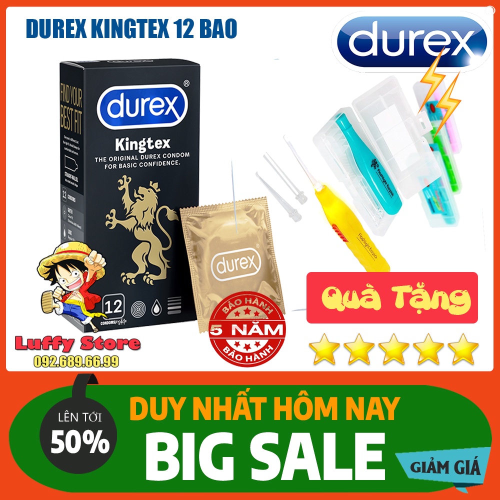 Bao Cao Su Durex Kingtex 12 Bao + Tặng Đèn Soi Lấy Ráy Tai