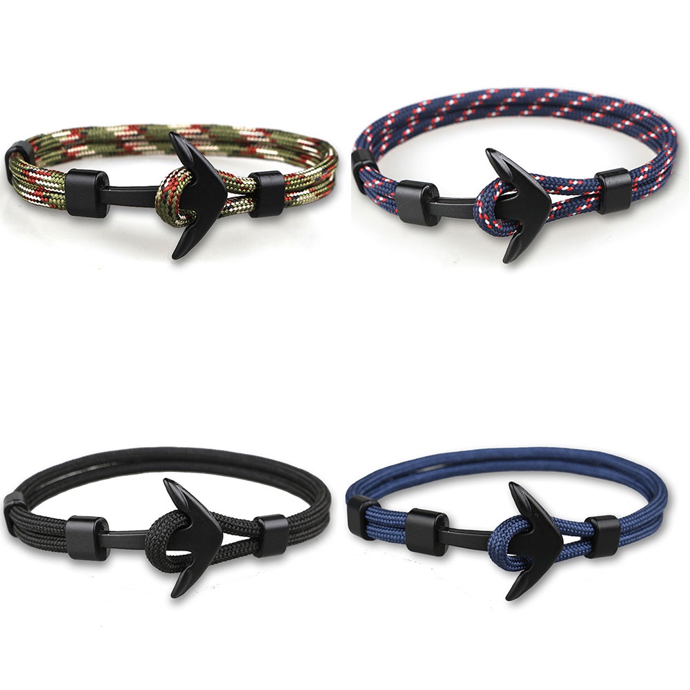 Vòng Tay Dây Bện Polyester Mặt Hình Mỏ Neo Thời Trang Cho Nam