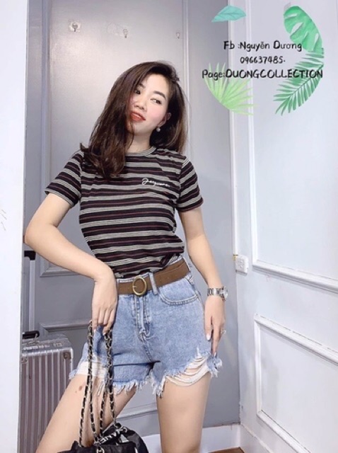 [Mã FAMAYWA giảm 10K đơn 50K] Áo phông tăm kẻ thêu chữ siêu hot | BigBuy360 - bigbuy360.vn