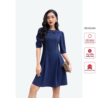 Đầm vải ngắn tay cổ lá sen 20 AGAIN, hàng thiết kế thanh lịch DEA0921