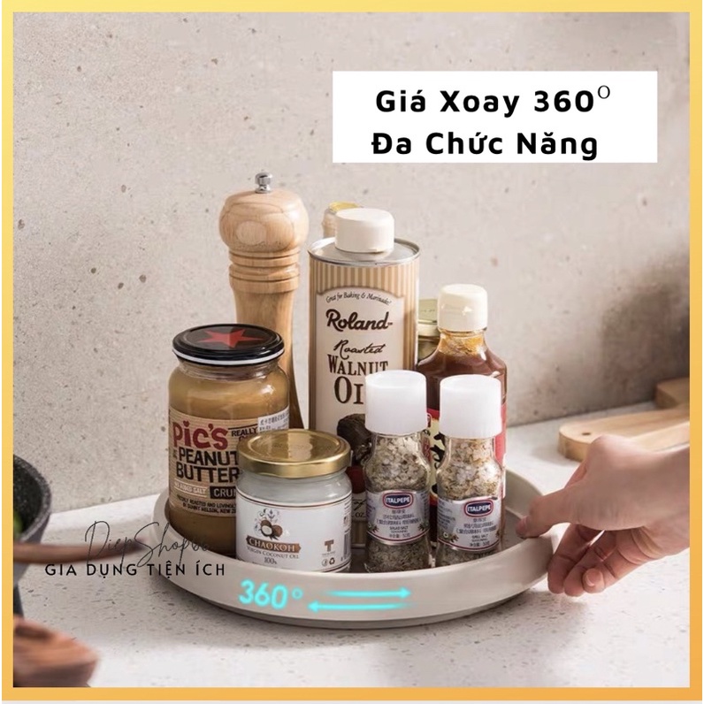 Kệ xoay đa năng - 360 độ ❤️  Kệ đựng gia vị - xoay tiện lợi - thông minh tiết kiệm không gian Decor nhà bếp