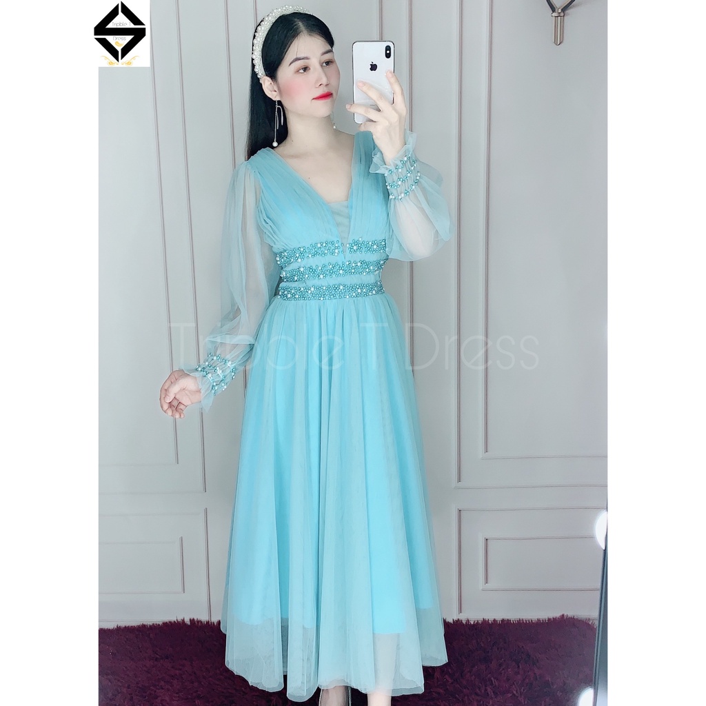 Đầm dự tiệc công chúa tay dài kết cườm TRIPBLE T DRESS - size M/L ( ảnh/video thật) MS136Y