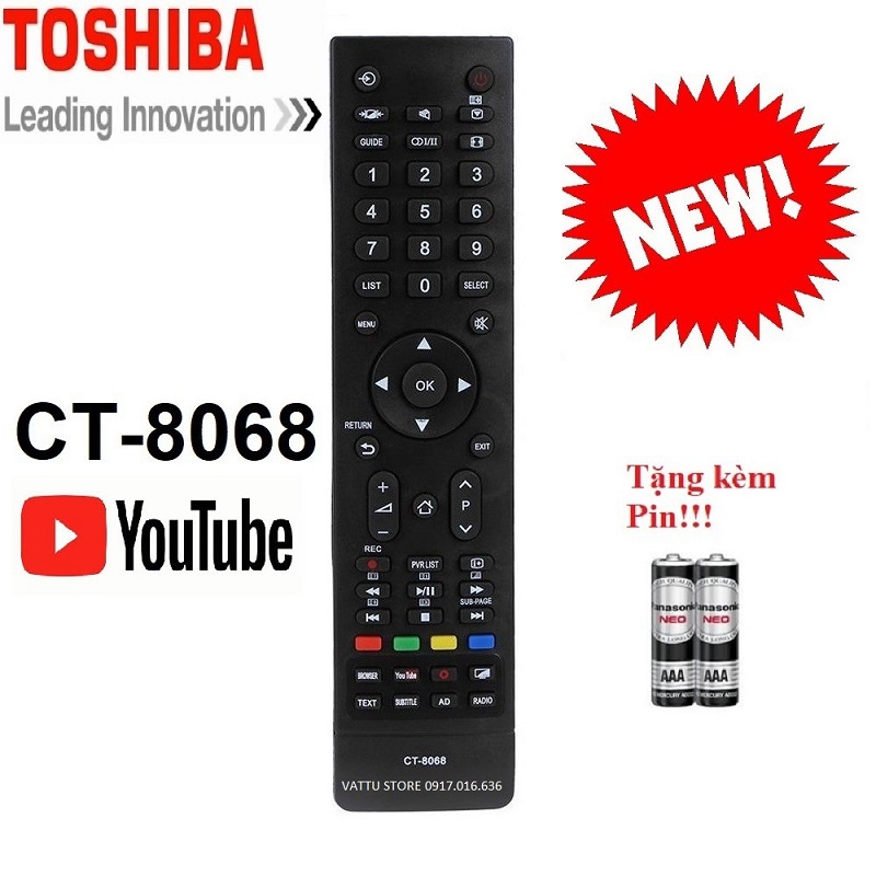 REMOTE ĐIỀU KHIỂN TIVI TOSHIBA SMART CT-8068 CÓ NÚT YOUTUBE