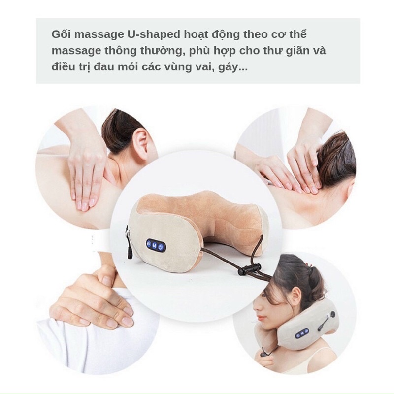 Gối massage cổ chữ U đa năng cao cấp, gối massage nnhểu chế độ có dây điều chỉnh kích thước