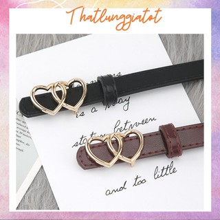 Thắt lưng váy mặt 2 trái tim nhỏ, đai váy mảnh phối đầm 1.8cm TL411 (Hỗ trợ bấm dây nịt) - Thắt Lưng Giá Tốt