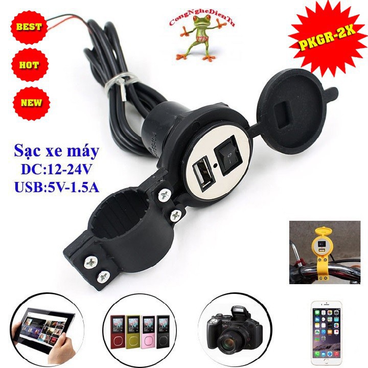 Bộ Sạc gắn Cho Xe Máy Sạc Điện Thoại Khi Đi Xa 5*