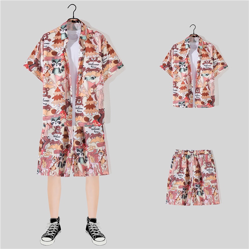 Set đồ đi biển in họa tiết phong cách Hawaii thời trang dành cho nam
