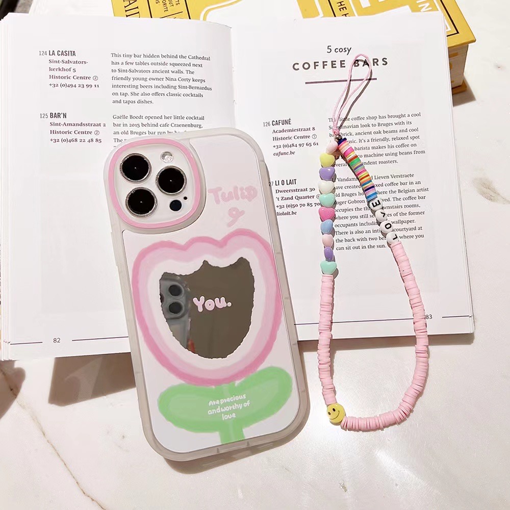 Ốp Điện Thoại tpu Dẻo Họa Tiết Hoa Tulip Kèm Vòng Đeo Tay Cho Iphone 12 pro max 11 pro max xs max xr x 13promax 7plus