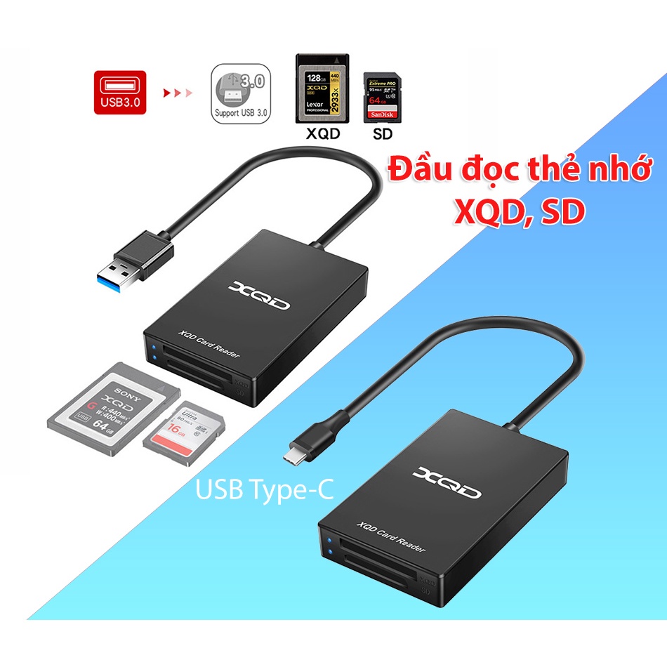 Đầu đọc thẻ nhớ đa năng XQD, SD máy ảnh chuyên nghiệp ra USB 3.0, USB Type-C tốc độ cao