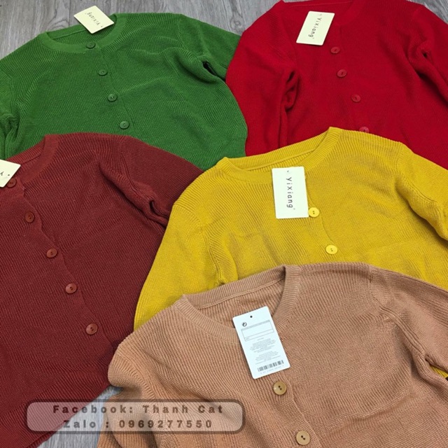 Áo khoác len cổ tròn hàng chuẩn tem mạc