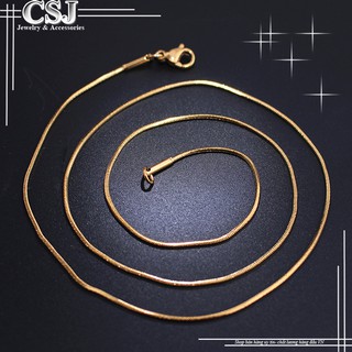 Dây chuyền titan kiểu dây mì mạ vàng 14k