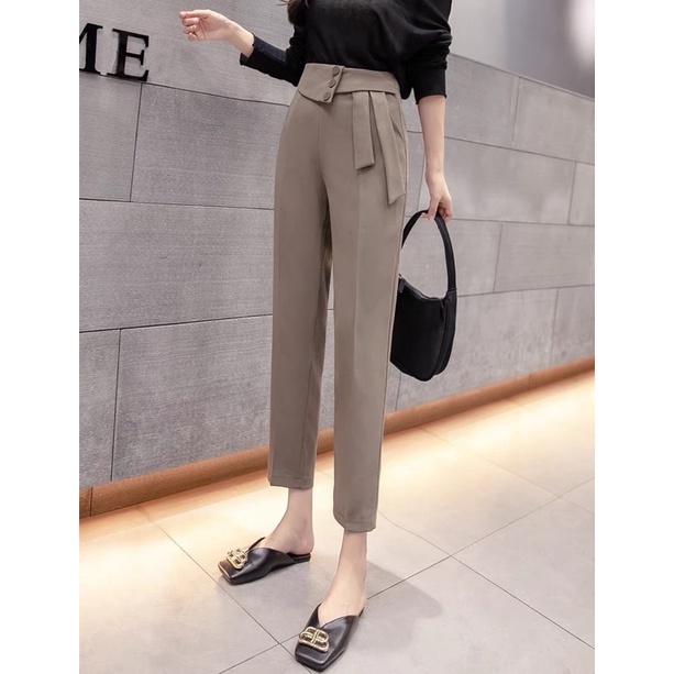 Quần baggy công sở hai dây cột lệch- Quần âu nữ hai dây lệch chất đẹp-Mã Quần Hai Dây