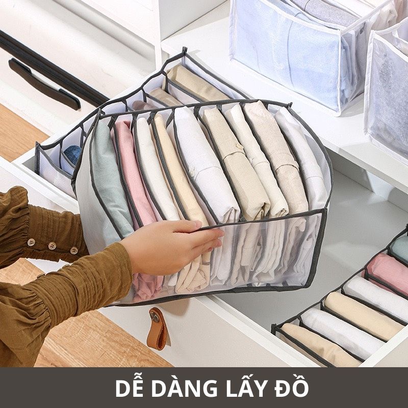 Hộp đựng đồ lót quần áo chia ngăn, khay vải lưới sắp xếp tủ quần áo gọn gàng 88308