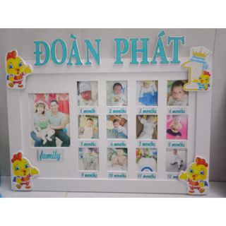Khung hình 12 tháng và bảng thành tích trang trí thôi nôi cho bé
