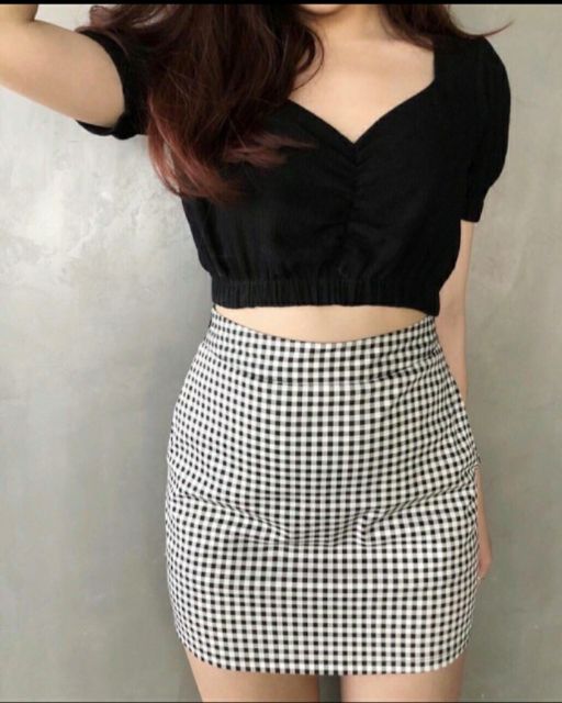 ÁO CROPTOP NHÚN NGỰC TAY PHỒNG