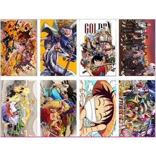 Poster ảnh anime đảo hải tặc Onepie Luffy Zozo Ace khổ a3 8 tấm