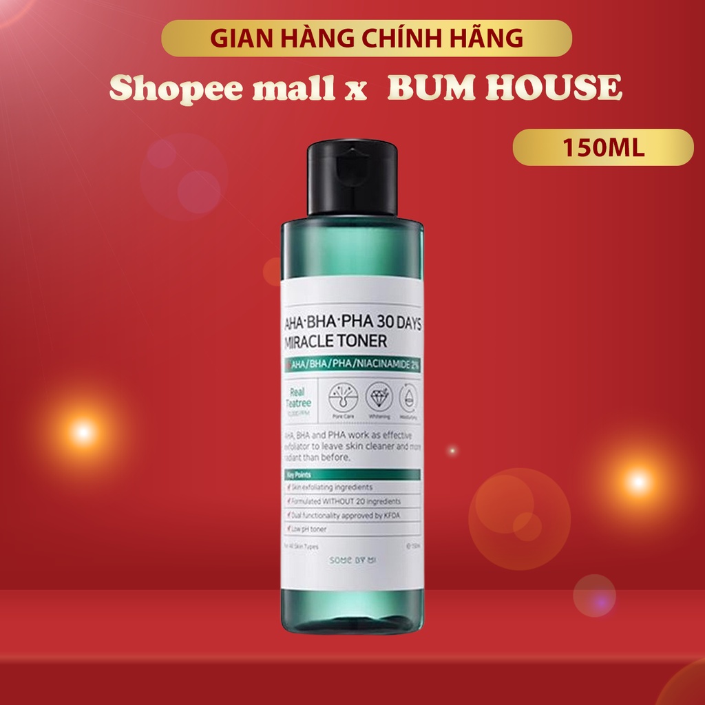 Nước Hoa Hồng Giảm Mụn Some By Mi AHA-BHA-PHA 30 Days Miracle Toner 150ml