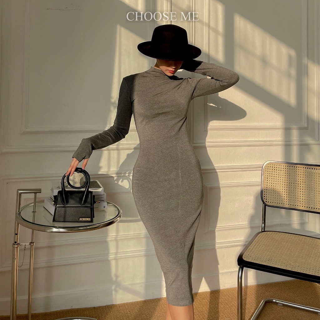 Váy Body Trơn Dài Tay, Váy Body Chất Liệu Thun Co Giãn, Đầm Dáng Ôm - Choose Me KLP | BigBuy360 - bigbuy360.vn