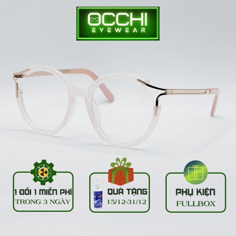 Gọng kính cận nữ tròn to càng bọc nhựa thời trang