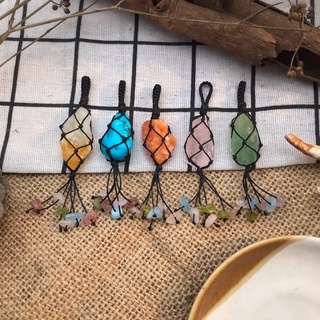 Móc khoá thủ công handmade đan macrame kết hợp nhiều loại đá phong thuỷ