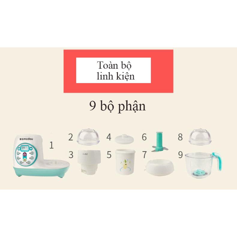 Máy xay hấp đa năng, hầm cháo, hâm sữa, tiết trùng 7 in 1 McDou (Nhãn hiệu toàn cầu)