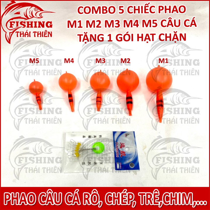Combo 5 chiếc phao câu cá bằng nhựa tặng kèm gói hạt chặn