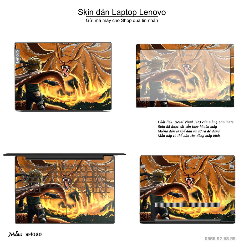 Skin dán Laptop Lenovo in hình Naruto (inbox mã máy cho Shop)
