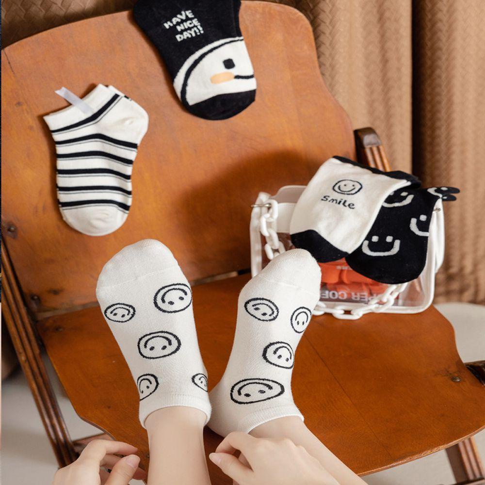 Vớ Cotton Ngắn In Họa Tiết Mặt Cười Ngọt Ngào Thời Trang Đường Phố Cho Nữ