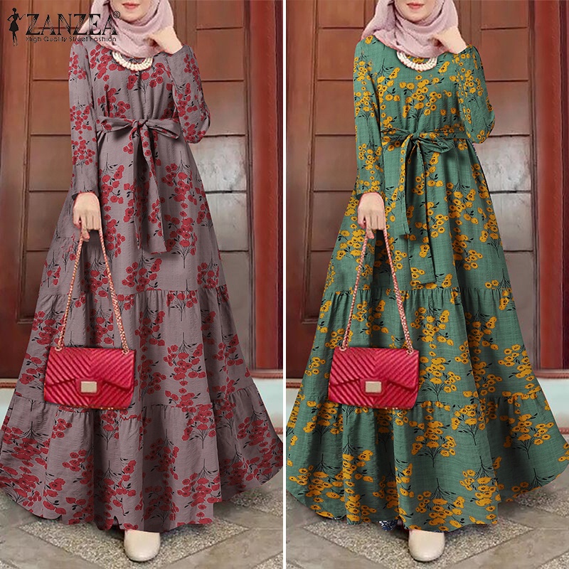 Đầm maxi ZANZEA tay dài phong cách bohomian cho nữ