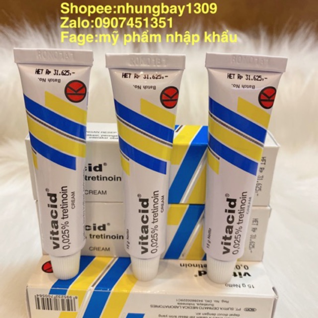 Kem xoá mụn lão hoá da Vitacid Tretinoin 0.025 % nhập khẩu 💯💯