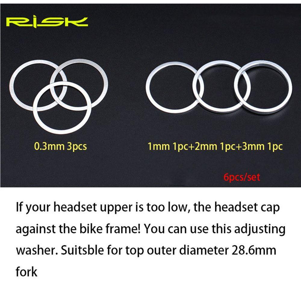 Set 6 Vòng Đệm Bằng Hợp Kim Nhôm 0.3 / 1 / 2 / 3 mm Chống Bụi Cho Xe Đạp Ốp