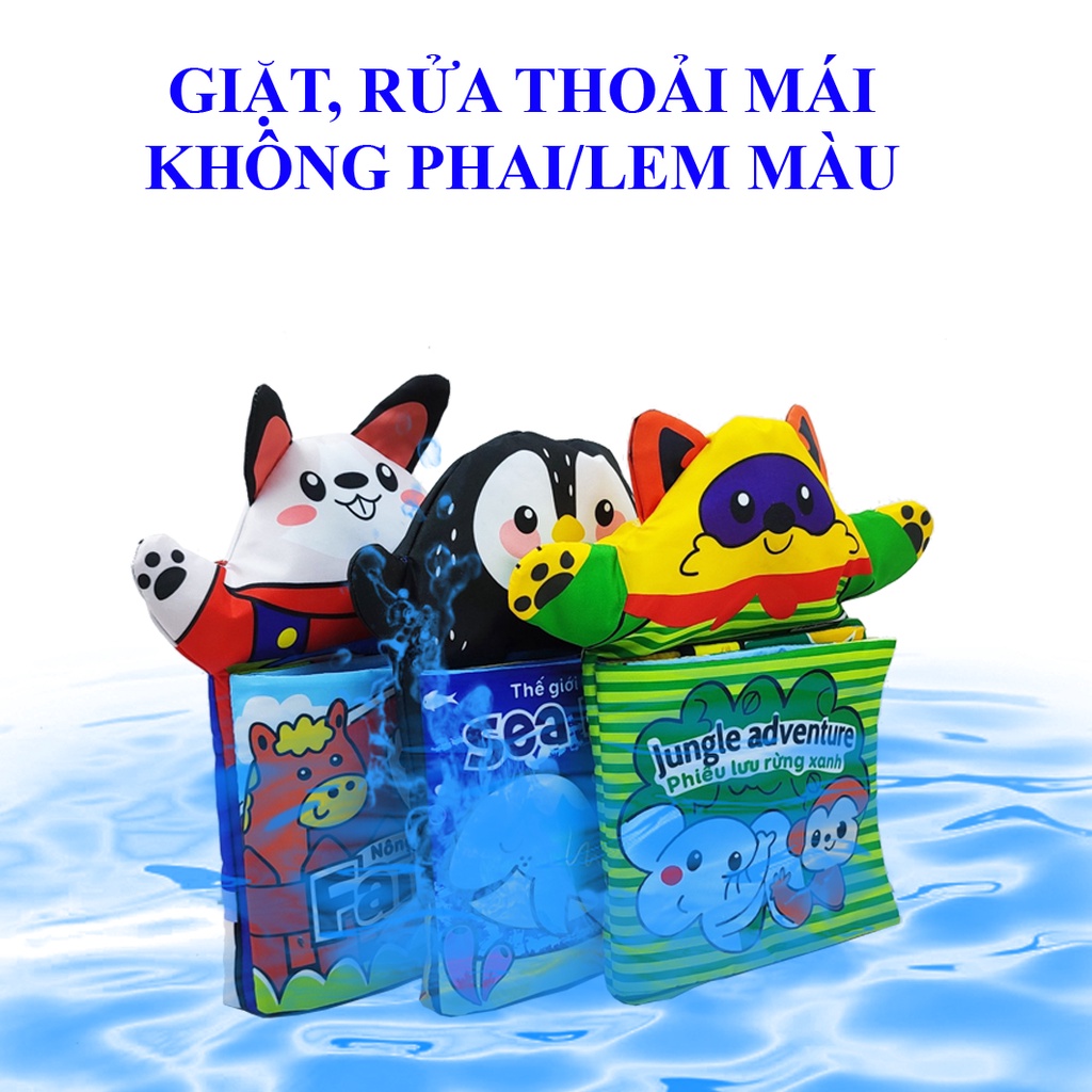 Sách vải cho bé kèm rối tay tương tác 3D thương hiệu Bé Heo Sữa