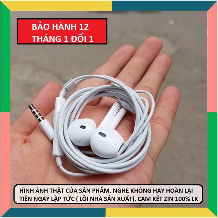 Tai nghe iPhone 6/6s jack 3.5 Zin linh kiện,hàng loại 1,âm thanh hay,mic đàm thoại tốt - Tặng kèm bao đựng tai nghe