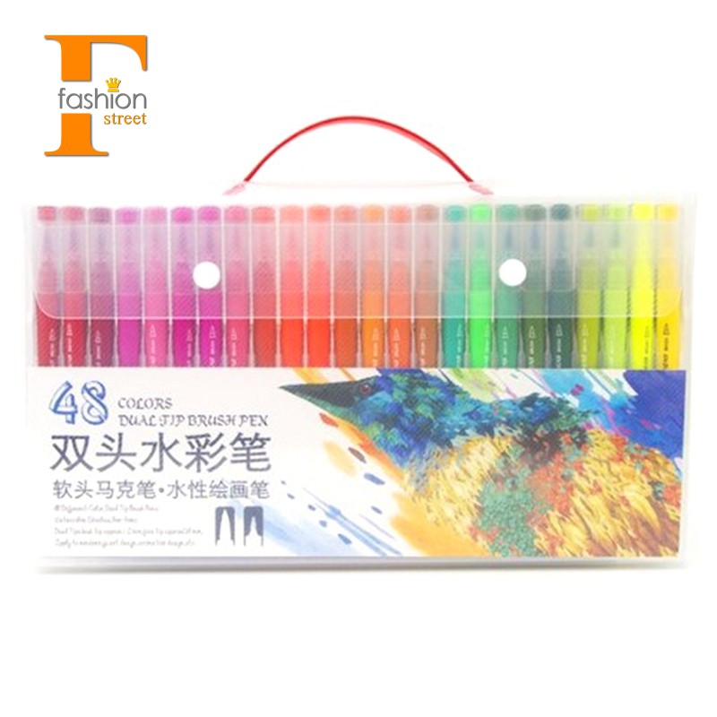 【FS】48 Color Twin Marker Journal Pens Double Tip Head Watercolor Pen #8