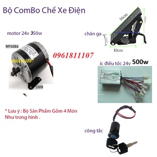 Combo chế Xe điện 24V 350w dùng chân ga, motor 24V 350W, động cơ 24V 350w chế xe