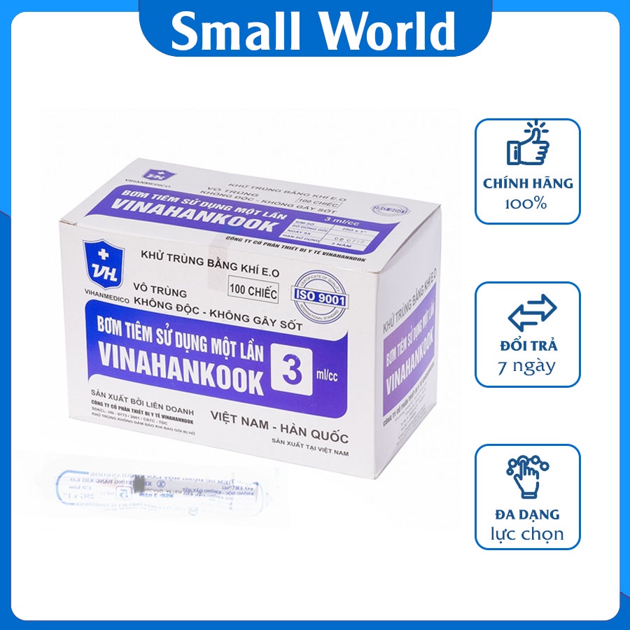 Bơm tiêm - Xilanh Vinahankook vô trùng, khử trùng dùng một lần 1ml, 3ml, 5ml, 10ml, 20ml