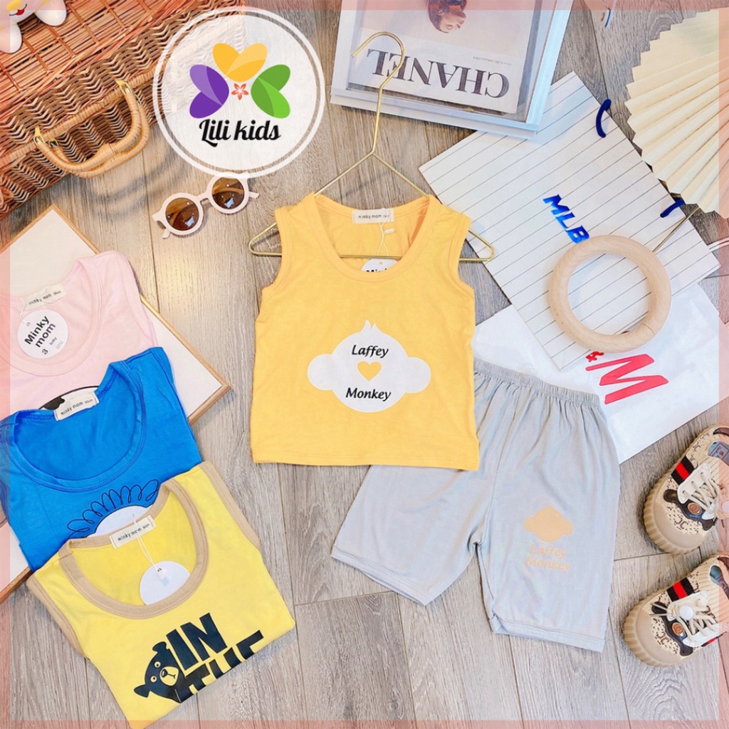 Bộ ba lỗ cho bé LILIKIDS chất thun lạnh họa tiết vải thông hơi mềm mịn cho bé từ 8-18kg BBL03