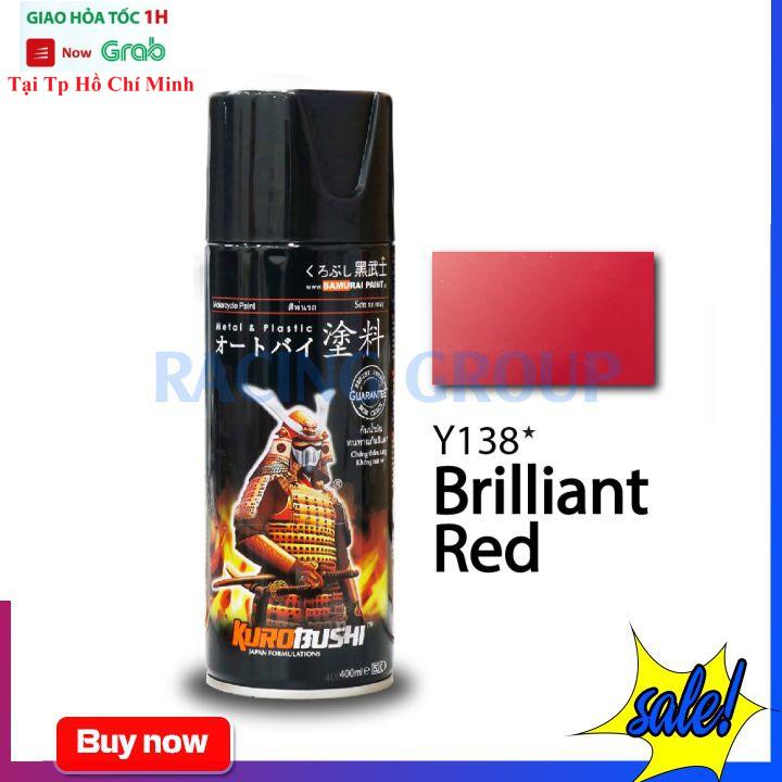 Sơn Xịt Xe Máy Chính Hãng Samurai Y138 Đỏ Candy - Lên Màu Chuẩn Bền Màu