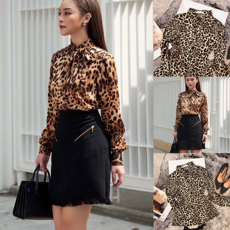 [BÁN BUÔN&amp;LẺ] Áo kiểu nữ đẹp - hoạ tiết da báo - dễ phối chân váy hoặc quần tây - short - jean - kaki rất hợp thời trang