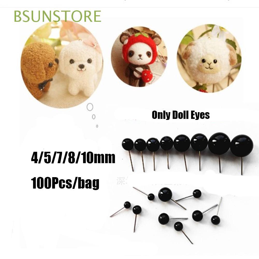 100pcs/Bag Baby Kids Wholesale Plastic Plush toy 4/5/7/8/10mm Black Glass Eyes