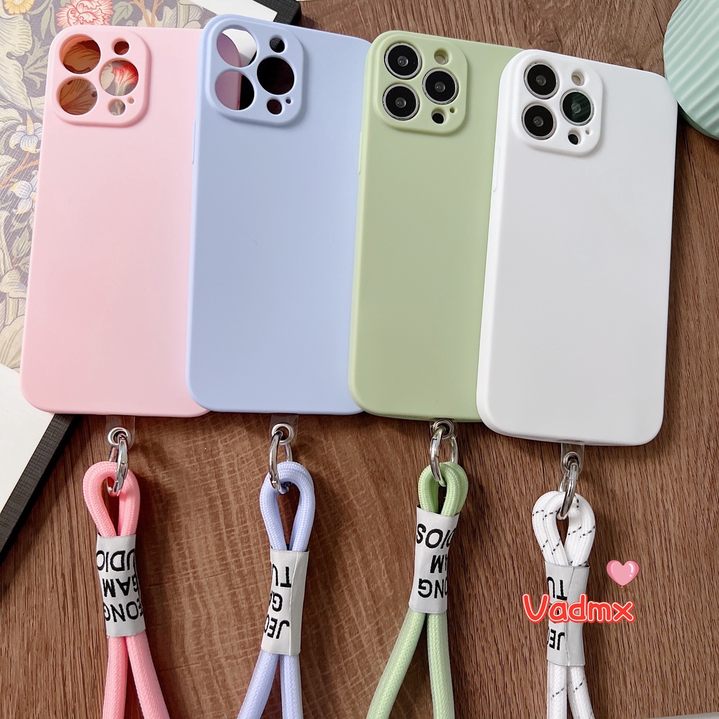 Ốp Điện Thoại Mềm Nhám Màu Kẹo Đơn Giản Có Dây Đeo Cho Samsung Galaxy J8 J6 Plus A6 + 2018 J7 J5 Pro 2017