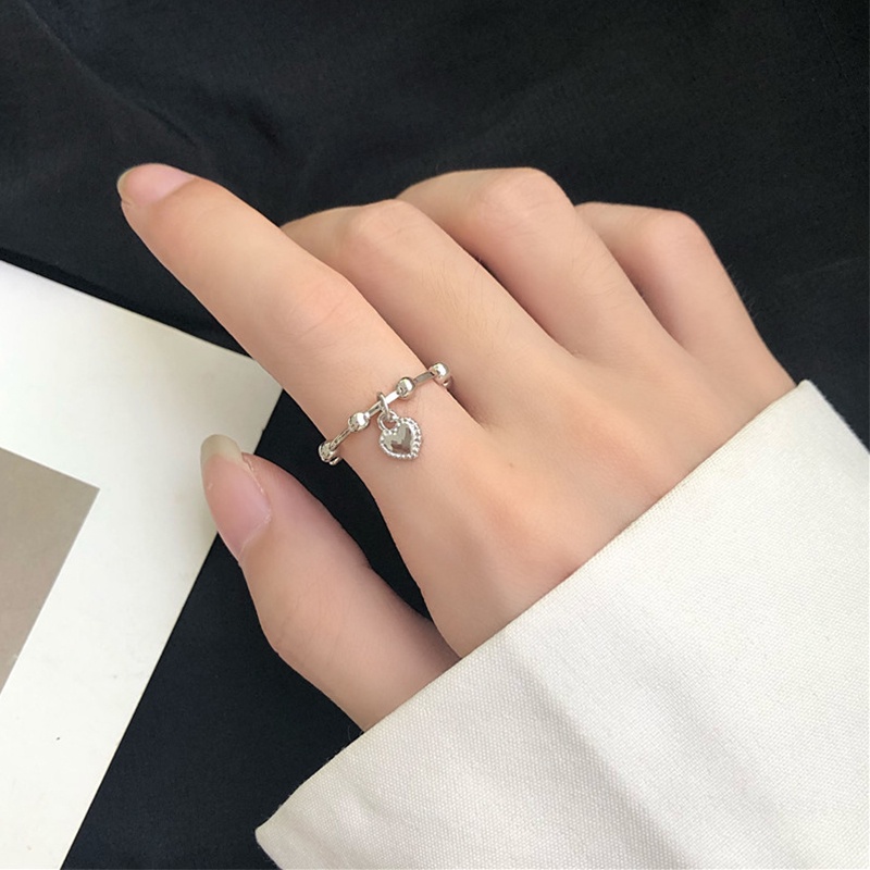 Nhẫn thời trang mặt hình trái tim phong cách Hàn Quốc cổ điển thanh lịch