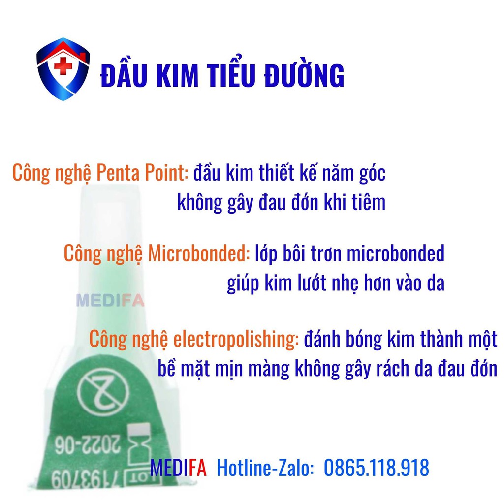 ✅ HỘP 100 ĐẦU KIM tiêm tiểu đường BD ULTRA - FINE (PEN NEEDLES) sử dụng cho bút chích Insulin đái tháo đường