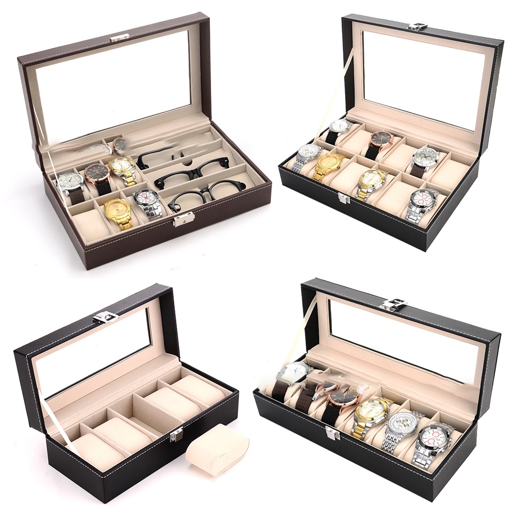 Hộp Đựng Đồng Hồ - Nhẫn - Hoa Tai &amp; Kính Mát - Vỏ Da PU - BLUE DEER