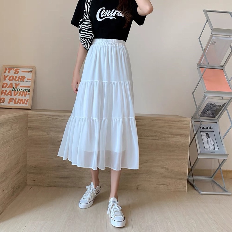 Chân Váy Vintage Nữ 🦋 Váy Voan Nữ Dáng Dài 2 Lớp Siêu Xinh 2 màu 🦋